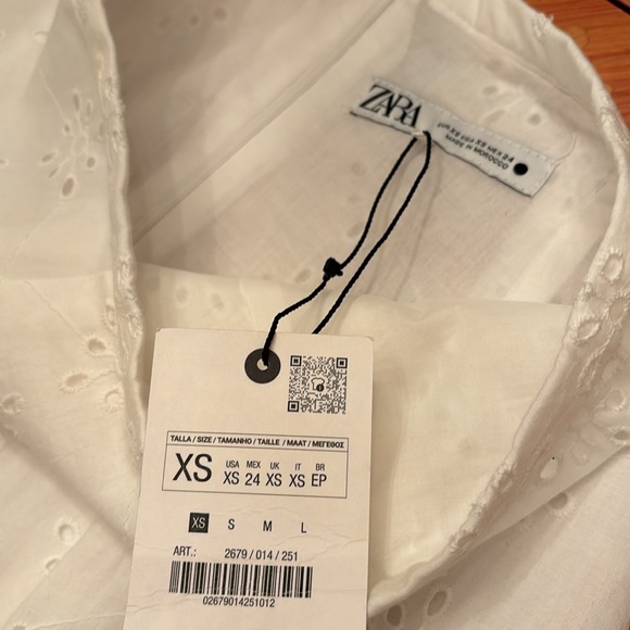 Zara embroidered 100% cotton white voluminous hem midi skirt sz.XS - Picture 12 of 16